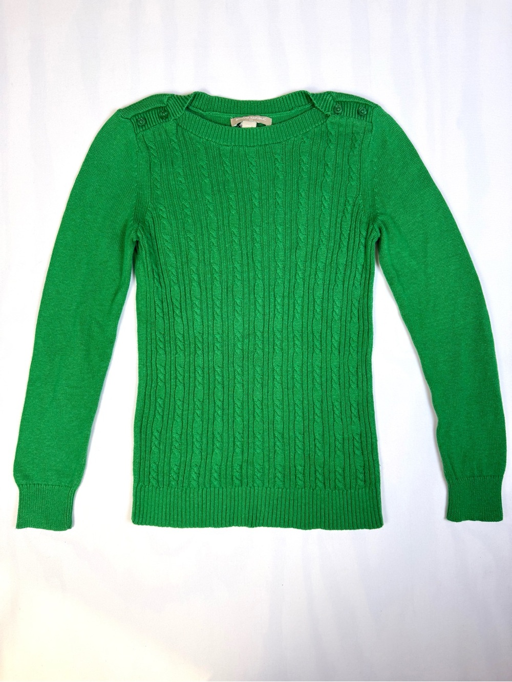 Banana Republic Petite Green Cable Knit Rabbit Hair Blend Sweater Size S